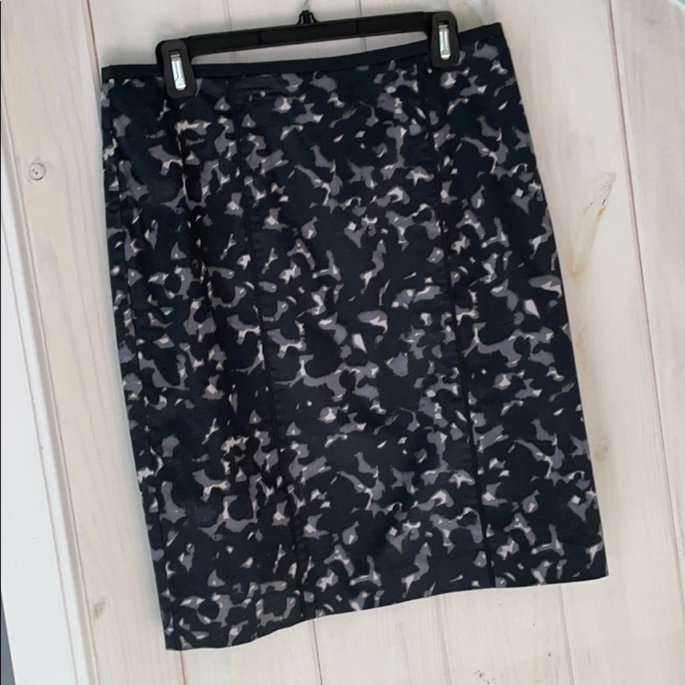 Loft Black Animal Print Skirt